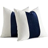 AmHoo Pack of 2 Velvet Panel Cotton Pillow Covers Decorative Pillowcase Cushion for Couch Sofa Bedroom 18 x 18-Inch Navy Blue