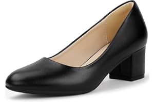 IDIFU IN2 Women's Pumps Closed Round Toe Low Block Chunky Heels Short Small Thick Heels Wedding Bridal Homecoming Work Prom Dress Shoes for Women Comfortable Cute Dressy Formal Classic Pumps Shoes