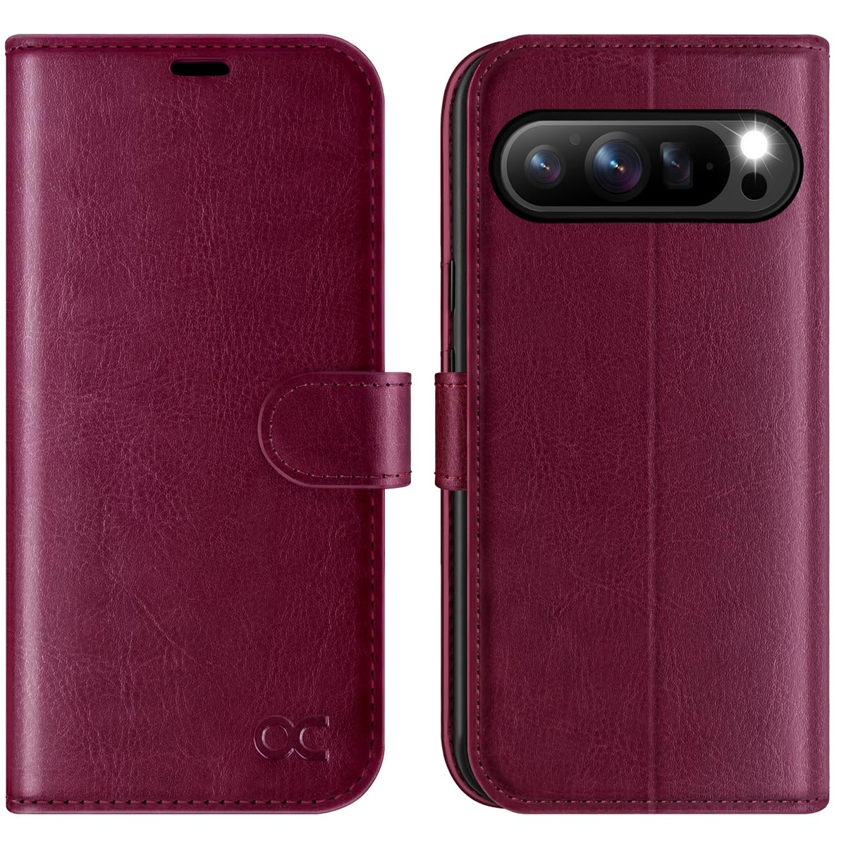 OCASE for Google Pixel 9 Case, Google Pixel 9 Pro Case PU Leather Wallet Phone Case with [Card Holders] [RFID Blocking] [Shockproof TPU] Magnetic Protective Flip Cover for Pixel 9/9 Pro, Burgundy