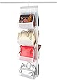 ZOBER Hanging Purse Organizer, Breathable Nonwoven Handbag Organizer, 8 Easy Access Clear Vinyl Pockets, White, 48 L x 12 W