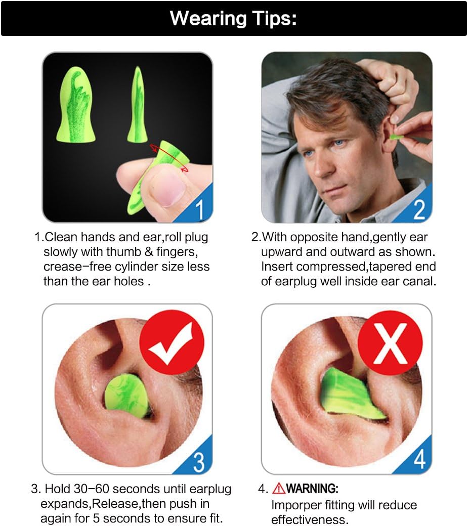 Ear Plugs AMAZKER Bell-Shaped 60 Pairs Ultra Soft Earplugs SNR-35dB Perfect for Sleeping Snoring Working Study Travel with Aluminum Carry Case No Cords Noise Reduction (AM-1006): Health & Personal Care