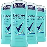 Degree Ultra Fresh Antiperspirant Deodorant Stick Shower Clean Pack of 4 for 48H Sweat and Odor Protection for Women, 2.6 oz