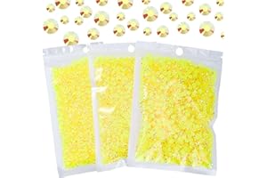 Duflash 25000 Pcs Yellow AB Resin Flatback Rhinestone, 3 mm 4 mm 5 mm Jelly Resin Non Hotfix Rhinestones for Crafts DIY Design, Tumblers, Clothes, Makeup, Nail Art