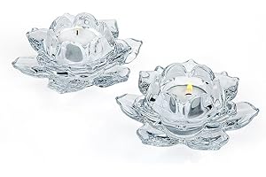 Shannon by Godinger Lotus Crystal Votive Pair Candle Holders, Set of 2