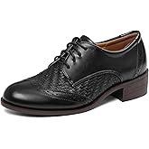 Oxford Shoes for Women Lace Up Pointed Toe Wingtip Brogue Shoes Low Heel Formal Dressy Casual Slip On Shoes for Women