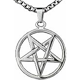 vogueteen Pagan Wicca Inverted Star Pentagram Pendant Men's 316L Stainless Steel Necklace