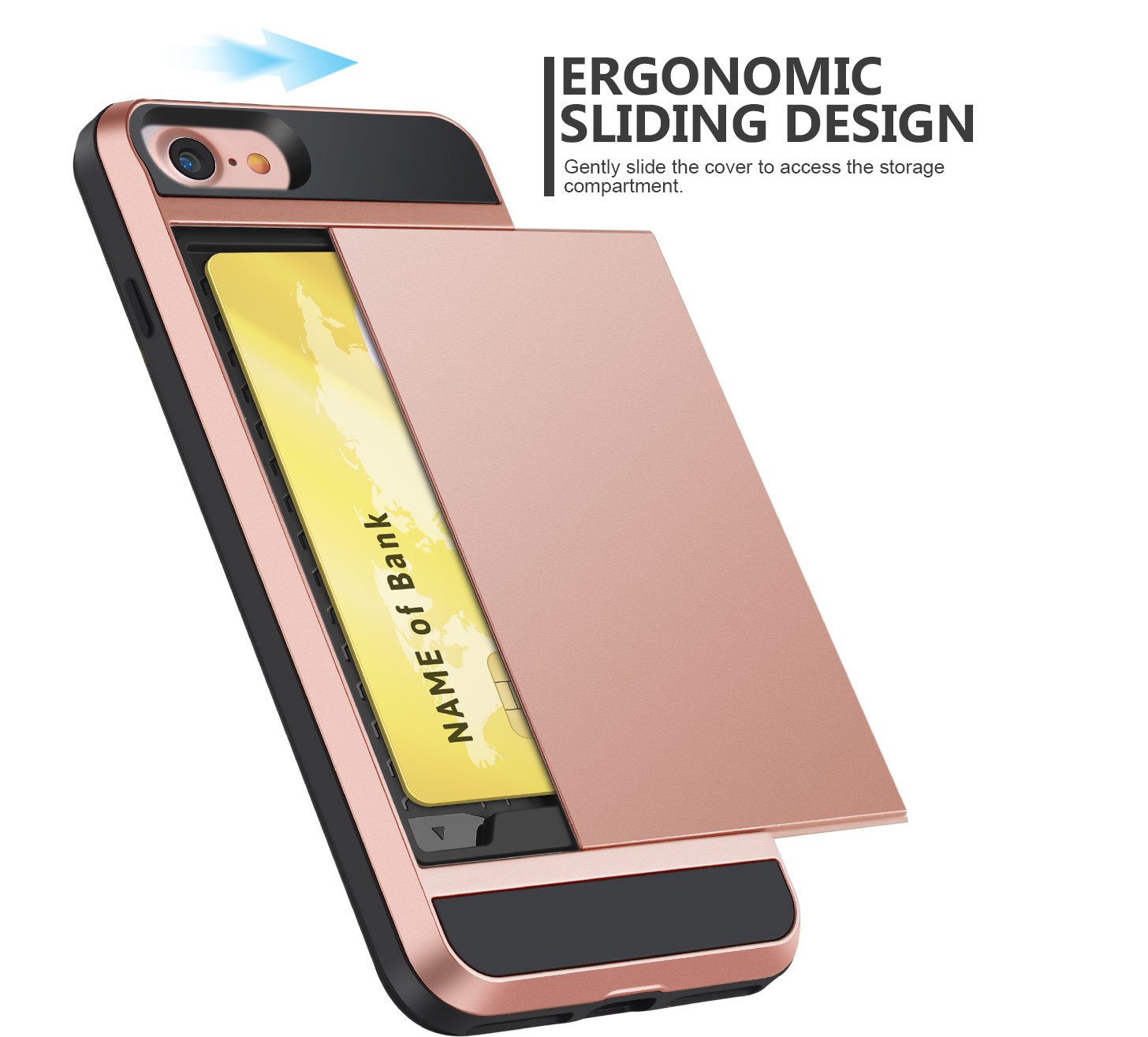 iphone 8 Case,iPhone 7 Case,JWCTECH iphone 8 Wallet Card Holder Bumper Case Tough Heavy Duty Dual Layer Cover and Flexible TPU Case for Apple iPhone 8 (2017) / iPhone 7 (2016) - Rose Gold