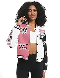 COZYPOIN Women's Varsity Jacket Print Cropped Color