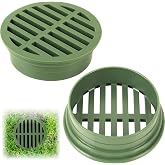 2 Pack 4 Inch Round Drainage Grate Covers, UV Resistant Plastic, Green | Fits Various 4-Inch Pipes, Including Sewer, Drain, Single-Wall Corrugated and Triple-Wall Types