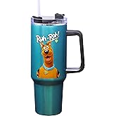 Spoontiques Stainless Steel Travel Mug, 40oz - Double Wall Insulation, Sturdy Handle, Sliding Lock Travel Lid - Scooby Doo