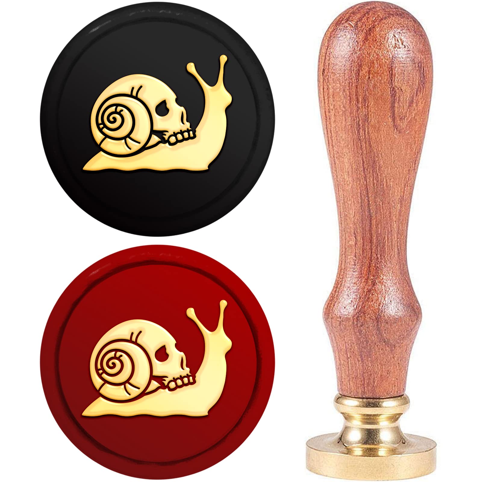 CRASPIRE Snail Wax Seal Stamp 25mm Skull Halloween Animal Brass Head With Wooden Handle Sealing Stamp Wedding Letter Invitation Envelope Card Scrapbook Wrapping Gift For Friend
