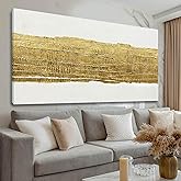 Kureful Abstract Wall Paintings Simple Canvas Wall Art Gold Wall Decor 29"x58" Large Pictures for Living Room Office Decorations