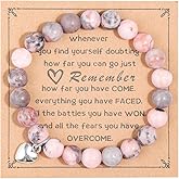 Inspirational Gifts for Women, Heart Charm Pink Elastic Beads Relaxation Chakra Bracelet Gifts Positive Affirmations Graduation Get Well Soon Gifts Birthday Christmas Mothers day Valentines for Her