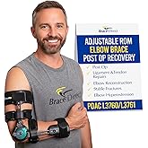 Brace Align ROM Hinged Elbow Brace, Post Op Arm Stabilizer Support L3761 | Elbow Immobilizer for Tendon &amp; Ligament Repair Recovery, Adjustable Range of Motion, Stabilizing Support, L3760 (Left Arm)