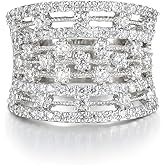 Delicin Jewelry Rhodium Plated Cubic Zirconia Eternity Band Cocktail Ring