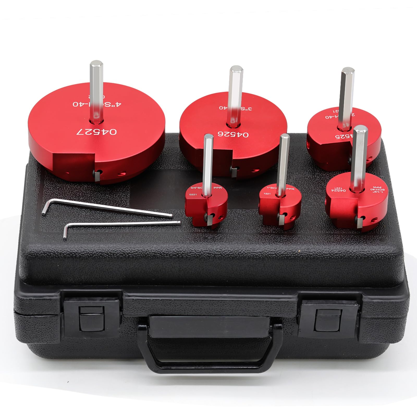 Photo 1 of Pvc  Reamer, 6 Piece Plastic PVC Pipe Fitting Saver Kit Fit into Standard 1/2" Drills PVC Socket Saver Tool Contains 3/4inch, 1inch, 1-1/2inch, 2inch, 3inch, 4inch Head