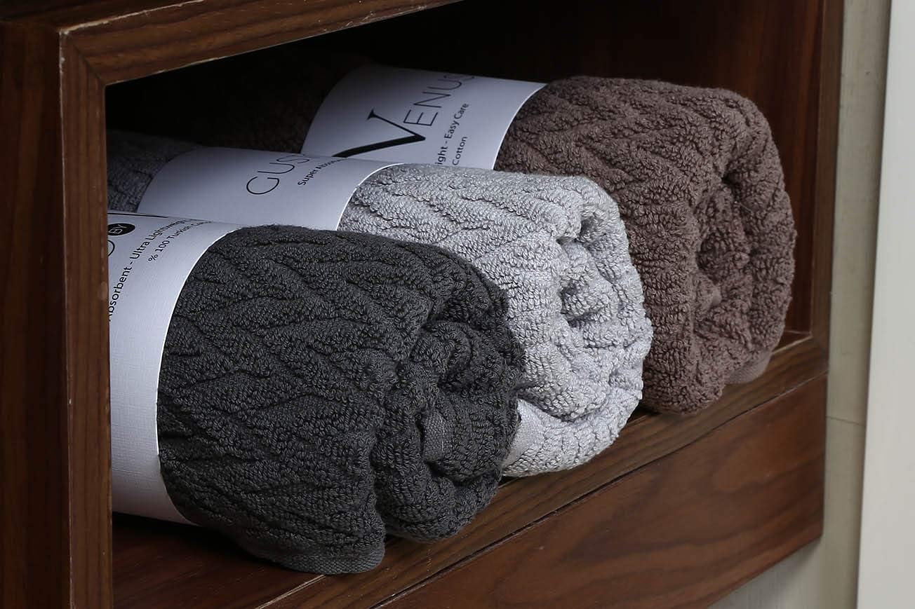 3 Piece Premium Quality Cotton Bath Towel Set - 1 (Assorted Pack A, 19 x 35 Inches): Kitchen & Dining
