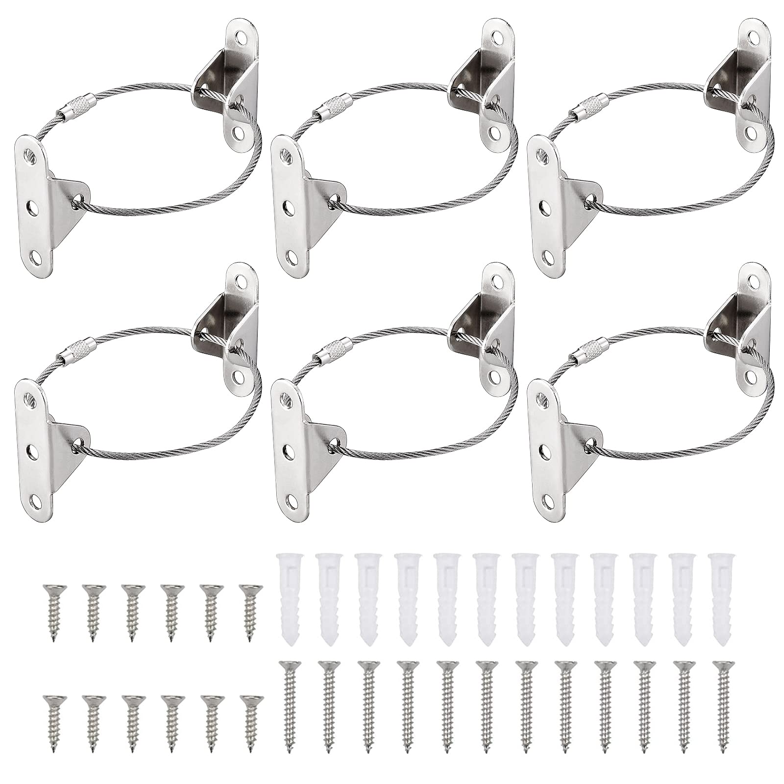 BOFUS 6 Pack Furniture Straps Metal Anti Tip Furniture Locks Kits for Baby Protection and Pet Protection Prevent Heavy Furniture, Cabinets, Bookshelves, and Dressers from Tipping Over.
