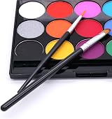 POFET 15 Color Non-Toxic Face Paint Palette with Brush Kids Halloween Art Show view 4