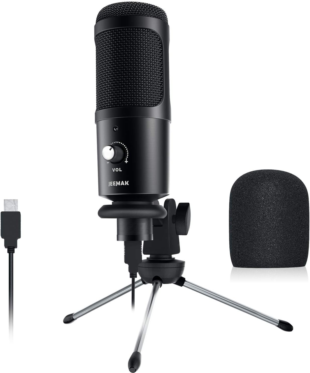 PC USB Microphone, JEEMAK Condenser Microphone with Tripod Stand for