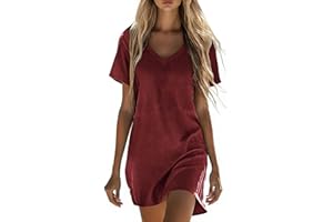 Cotton Linen Dresses for Women 2026 Summer Casual V-Neck T-Shirt Sundress Short Sleeve Mini Dress Vacation Outfits