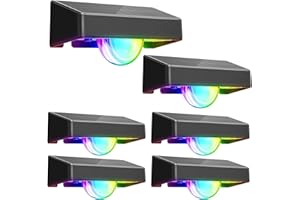 APILAB Solar Fence Lights, 9 Lighting Modes (Fixed/Fade/Flash) with Synchronized Color Change, Bright Auto ON/Off Deck Lighting, IP65 Waterproof Fence Lights for Stair Wall Backyard, 6 Pack