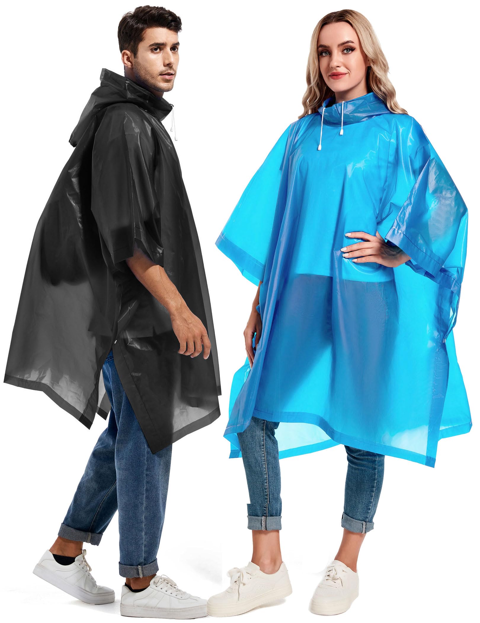 Borogo 2 Pack Rain Ponchos for Adults Reusable