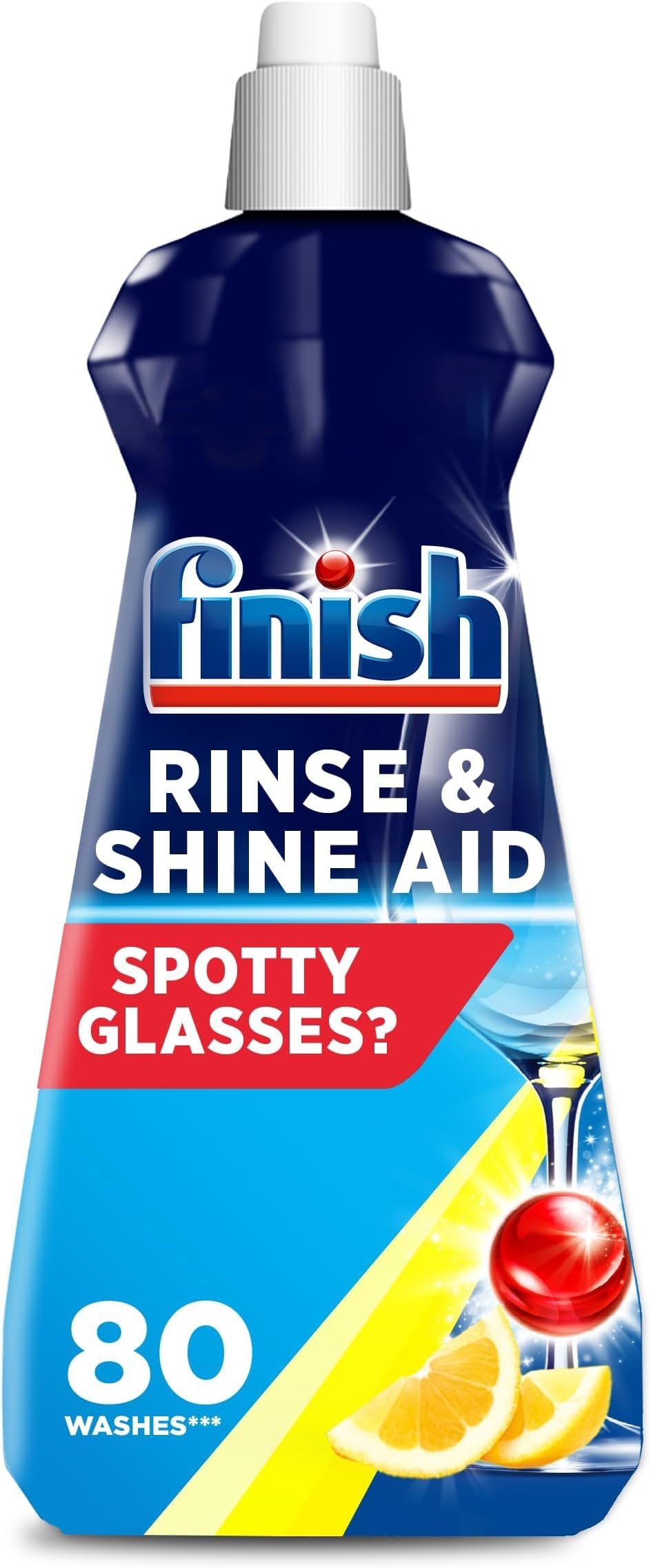 Finish Rinse Aid Lemon 400ml Shine Cleaner, Glass Protection, 80 Washes