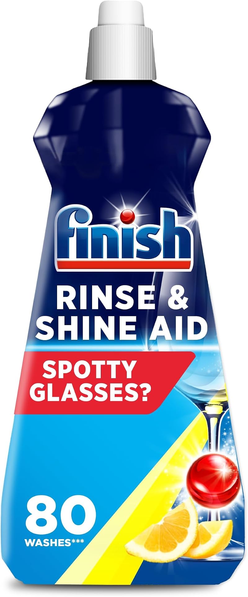 Finish Rinse Aid Lemon 400ml Shine Cleaner, Glass Protection, 80 Washes