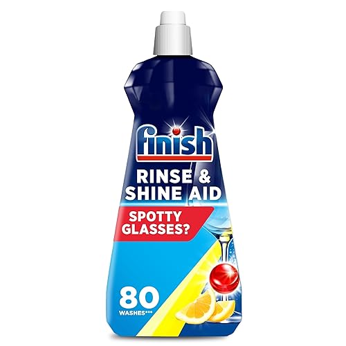 Finish, Dishwasher Rinse Aid, Lemon Rinse & Shine Cleaner, 400ml, Ultimate Clean & Diamond Shine, Glass Protection, Spot Prevention, Better Drying vs Finish Detergent Alone