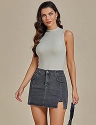 luvamia Skorts Skirts for Women Denim Mini Skirt