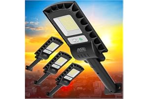 Allsmartlife Solar Street Lights Outdoor Waterproof, 4-Pack 1000lm 180 LEDs, Solar Flood Light Dusk to Dawn, Solar Parking Lot Lights with Security Motion Sensor Remote Control