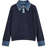 GUNEST Womens Oversized Sweater Cozy Chunky Long Sleeve Mock Turtleneck V Neck Button Down Denim Polo Pullover Tunic Sweaters