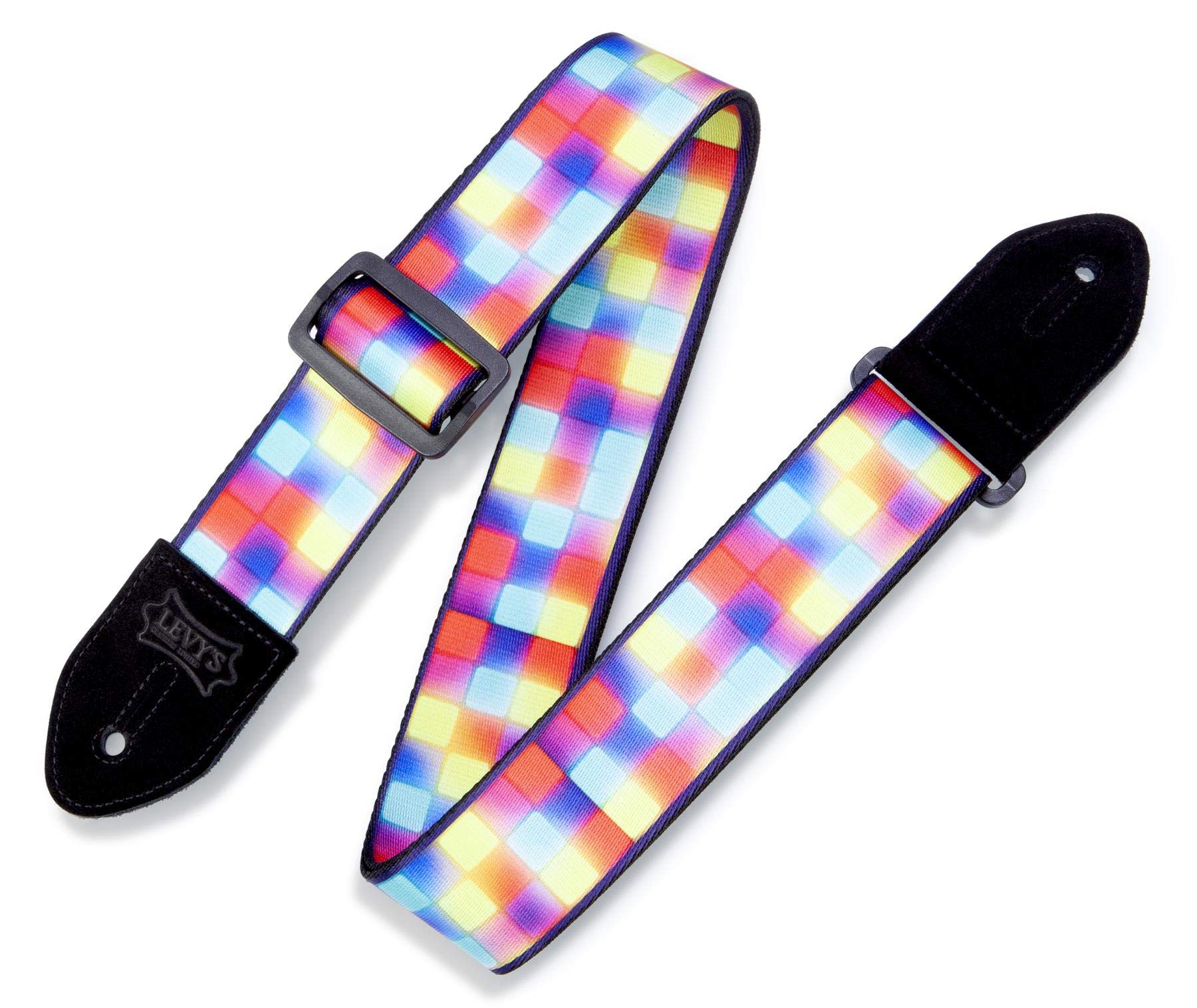 Levy's Leathers 2" Polyester Guitar Strap Neon Block Design; Multi Color MP2-010