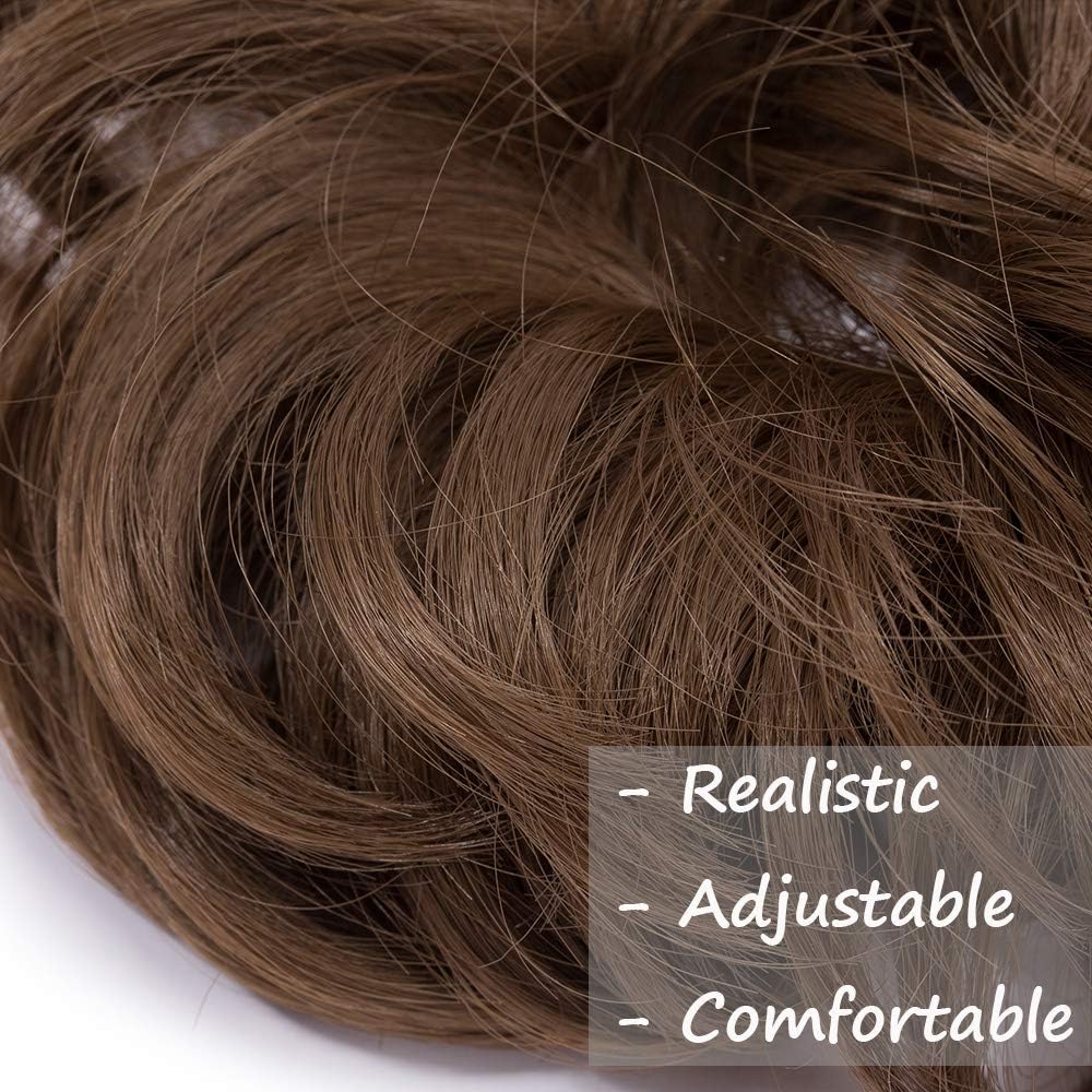 Silk-co Messy Hair Bun Donut Hair Chignons Updo Scrunchy Scrunchie Bun Updo Hairpiece 25g Hair Ribbon Ponytail Extensions Ash Brown - Image 3