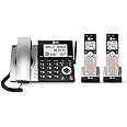 AT&T CL84207 DECT 6.0 2-Handset Corded/Cordless Phone for Home with Long Range, Answering Machine, Call Blocking, Caller ID Announcer, Intercom, and Line-power mode, Silver/Black