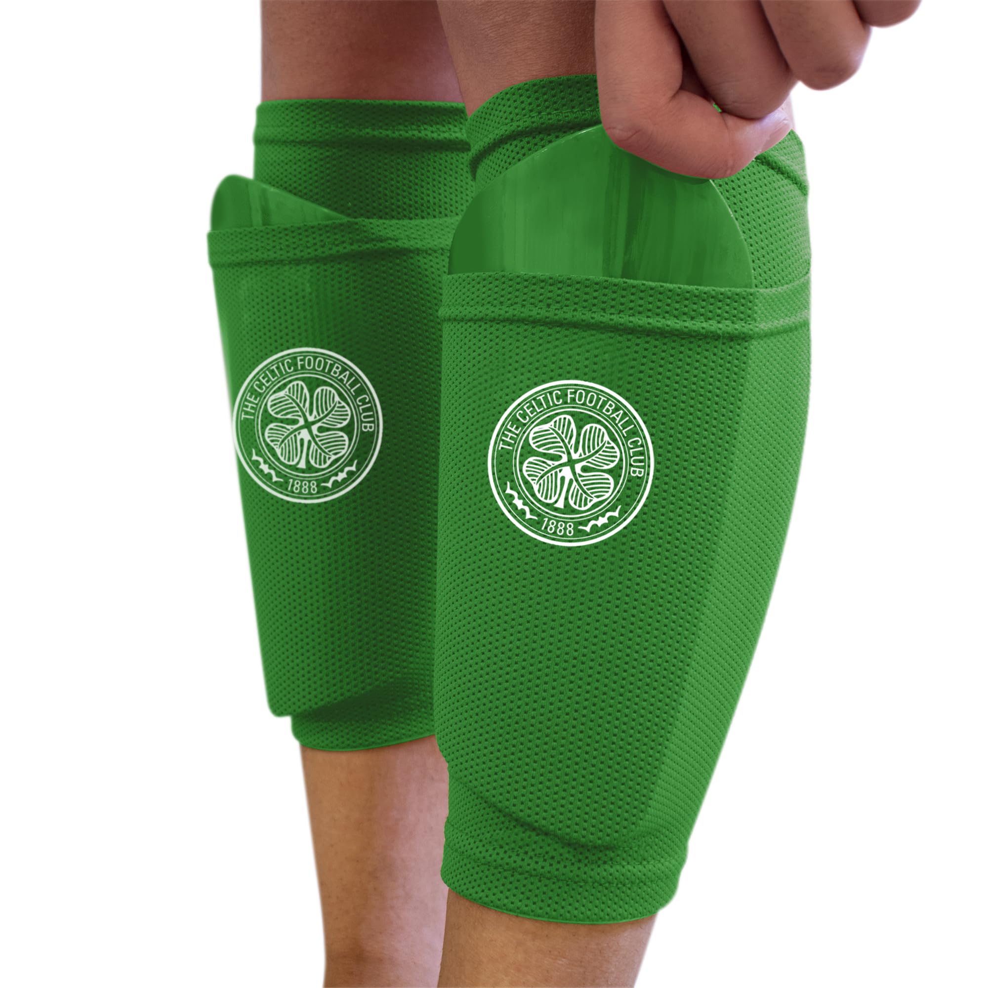 Hy-Pro Officially Licensed Celtic F.C. Shin Pad With Sock Sleeve, Youth - Shin Guard, Breathable, Lightweight, Durable, Protective Gear, Merchandise, The Bhoys, Great Football Gift Idea