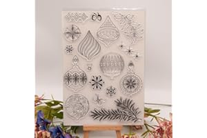 MESYGK Christmas Bells Snowflakes Bows Rosemary Shiny Clear Stamps Transparent Silicone Stamp Album Cards Rubber Stamp for Card Making Decoration and DIY Scrapbooking