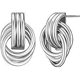 SWEETV Statement Geometric Dangle Drop Earrings for Women, Trendy Chunky Twisted Knot Link Earring Dupes, Fashion Women's Stud Earrings Jewelry Gift