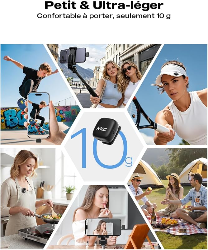 Micro Cravate sans Fil – Plug & Play,Parfait pour TikTok & Vlogs
