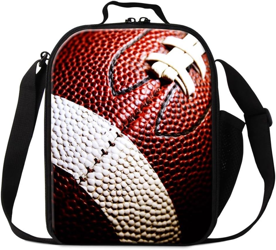 Dispalang Football Print Lunch Cooler Bags Small Soccer Insulated Lunch Box Bags Lunch Container
