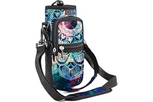 icolor Water Bottle Carrier Bag with Strap 25/32/40/64oz Crossbody Water Bottle Holder with Phone Pocket Sling Sleeve Insulated Neoprene Water Bottle Pouch for Walking Hiking Travelling