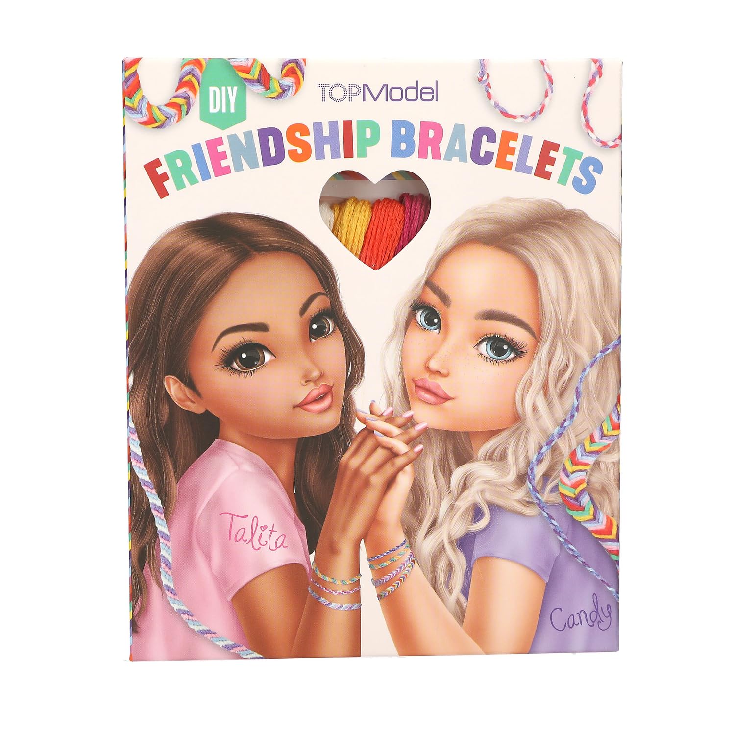 Depesche TOPModel-DIY 12370 Friendship Bracelets and Pendants, Craft Set with Cotton Yarn in 12 Colours and Instructions, Colourful