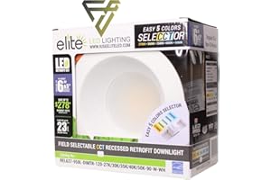 ELITE LIGHTING Elite REL637-CCT Series LED Retrofit Baffle Trim, Color SeleCCTor 2700K/3000K/3500K/4000K/5000K (White, 5/6")