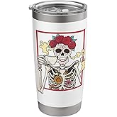 Sugar Skull Dia De Los Muertos Floral Skeleton Coffee Stainless Steel Insulated Tumbler
