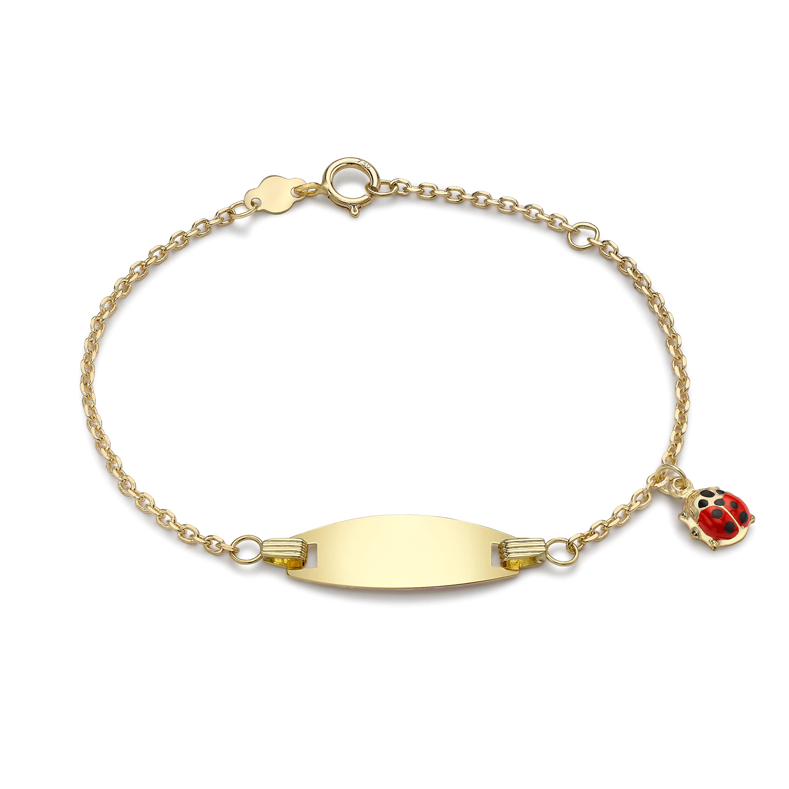 CARISSIMA Girls' 18 ct Yellow Gold ID Bracelet with Ladybird