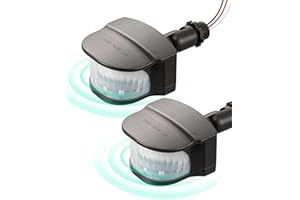 EDISHINE 2 Pack 240° Motion Sensor, Replacement Motion Detector for Outdoor Lights, Adjustable Time & Detection Range Up to 60FT, 3 Modes PIR Motion Sensor for Floodlight, Brown, UL Listed