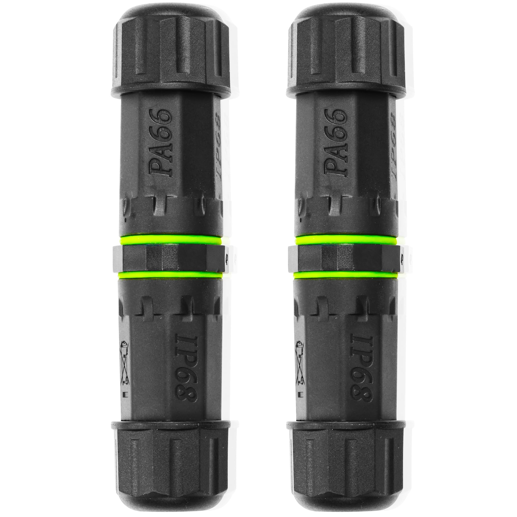 JSADZKJ Waterproof Cable Connector 4 Pin IP68 Outdoor Cable Waterproof Coupler, Support 3.5-10mm Wire Diameter for Outdoor Billboard,Tunnel Light,Street Light 2 Pcs (4PIN)