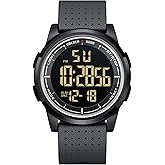 GOLDEN HOUR Ultra-Thin Minimalist Sports Waterproof Digital Watches Men with Wide-Angle Display Rubber Strap Wrist Watch for Men Women