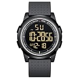 GOLDEN HOUR Ultra-Thin Minimalist Sports Waterproof Digital Watches Men with Wide-Angle Display Rubber Strap Wrist Watch for Men Women in Black